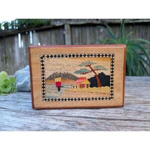 Vintage Himitsu Bako, Japanese Hardwood Inlaid Secret Trick Box